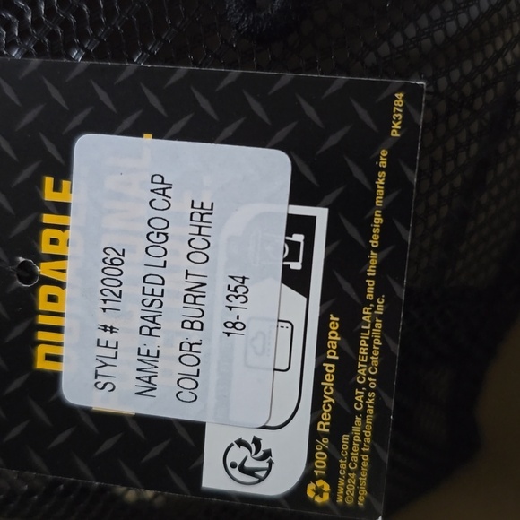 Caterpillar Raised Logo  Trucker Hat Mesh Snap Back NWT OS - Picture 4 of 8